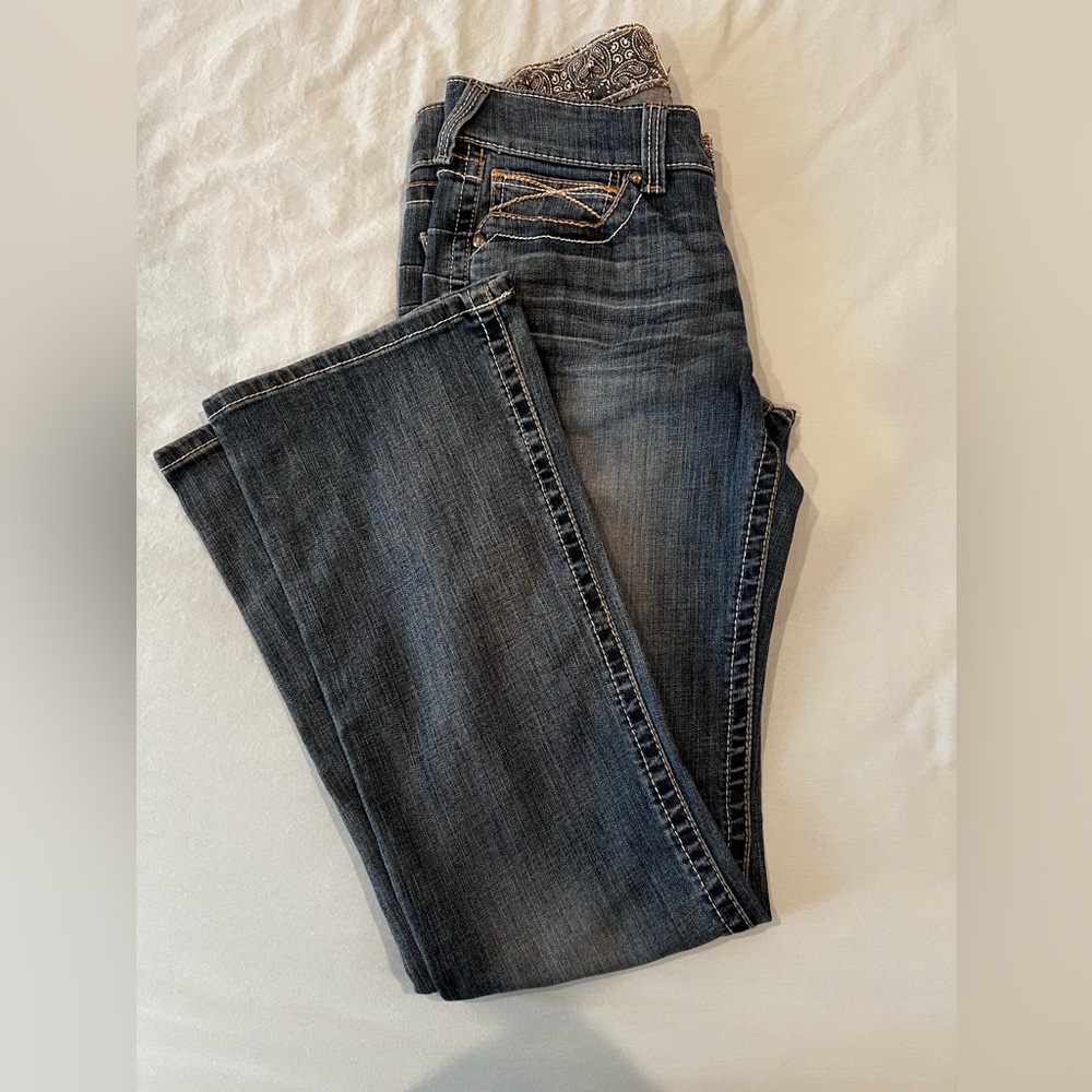 ARIAT WOMEN'S R.E.A.L. LOW RISE ROSY WHIPSTITCH BOOTCUT JEANS Size 30 Long